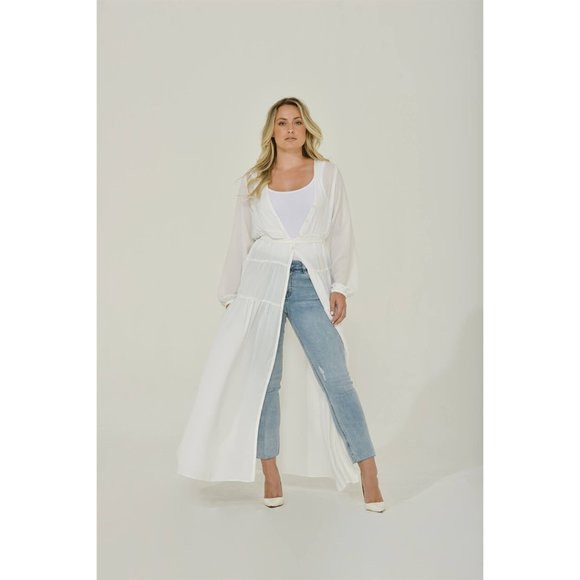 Maxi Dress | Button Up Maxi Dress | Long Sleeve | White | NWT - Picture 3 of 7